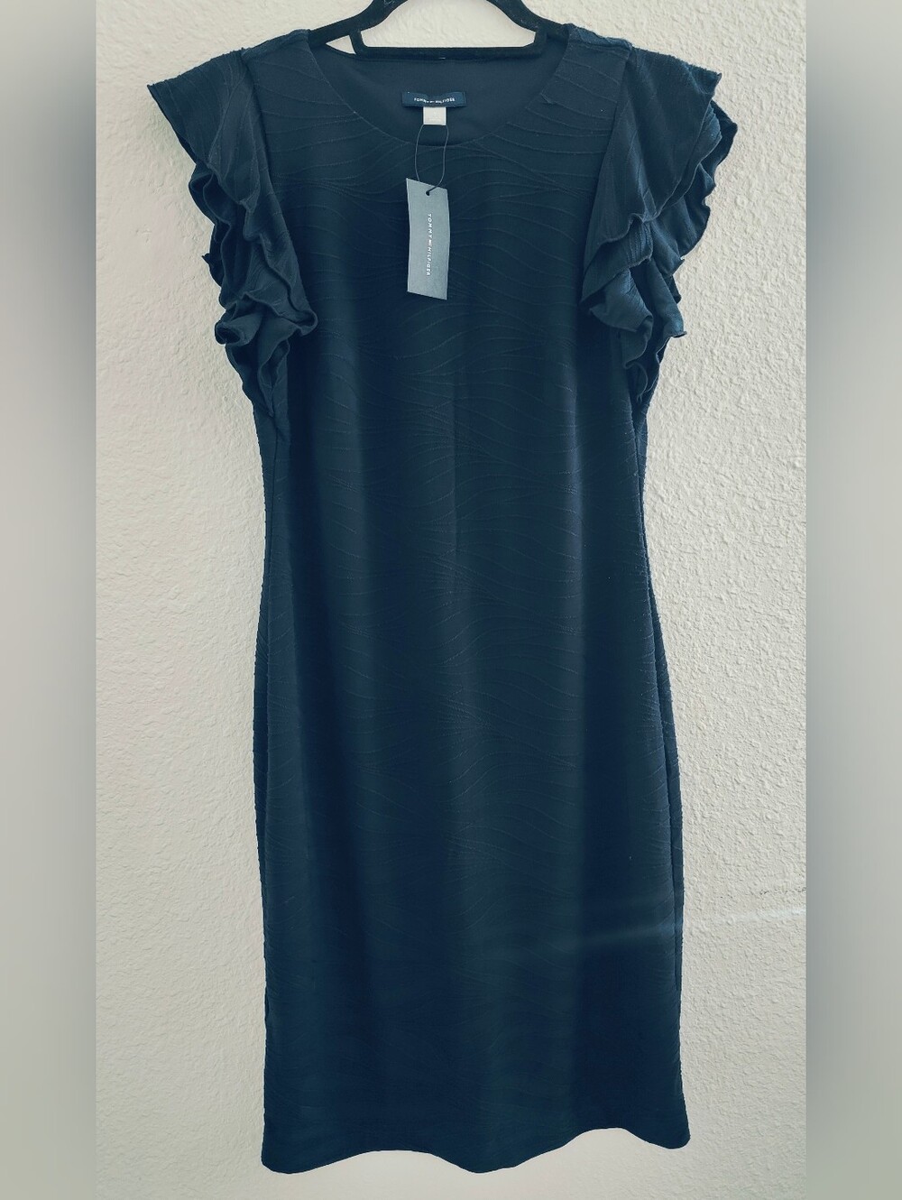 Tommy Hilfiger Blue Ruffle Sleeve Midi Dress